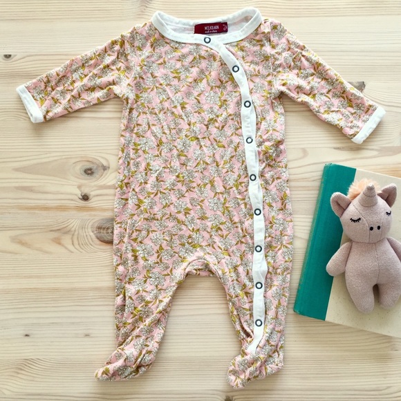 Milkbarn Other - Bamboo Milkbarn Pink Floral Footie PJs, Like New